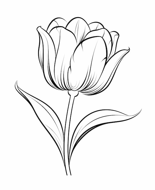 Pagina da colorare Tulipani semplici e giocosi Piccoli dettagli e nessuna ombra