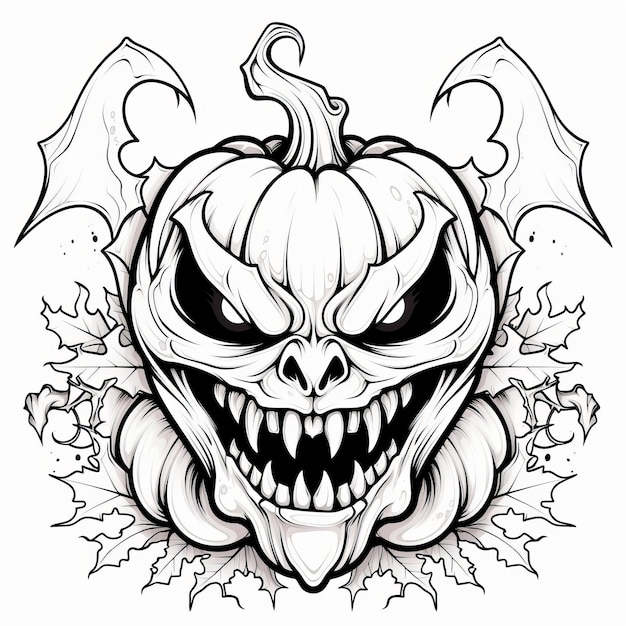 Pagina da colorare Vector di zucca vampiro spaventosamente divertente