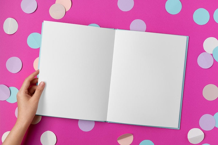 Foto pagina del libro aperta png mockup design trasparente