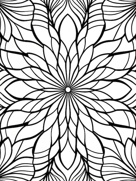 pagina del libro da colorare in bianco e nero piccolo fiore mandala