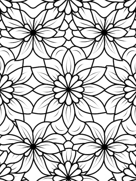 pagina del libro da colorare in bianco e nero piccolo fiore mandala