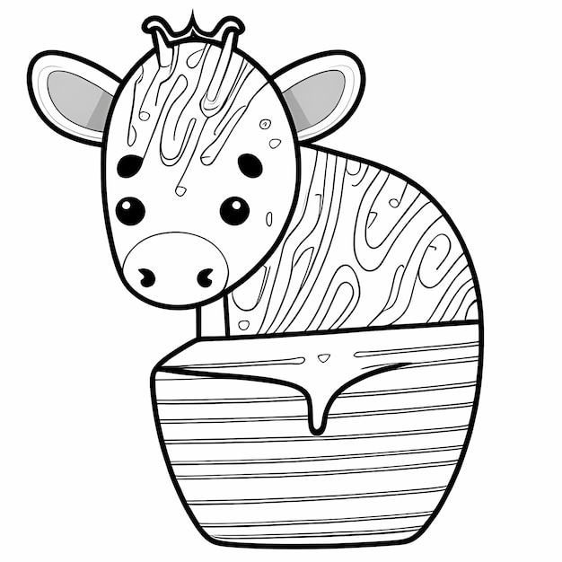 Pagina del libro da colorare zebra carina a forma di formaggio