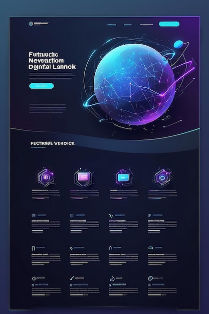 Pagina di destinazione per il web design concetto di rete digitale futuristico modello di pagina di destinazione del sito web foto ai concetto