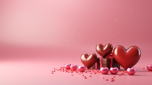 Pagina web di vendita rosa per il giorno di San Valentino Scatola regalo realista a forma di cuore piena di tartufi e cioccolato Disegno vettoriale
