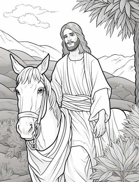 pagine da colorare bibliche per bambini Gesù entra a Gerusalemme
