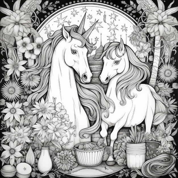 pagine da colorare di unicorno per bambini e adulti