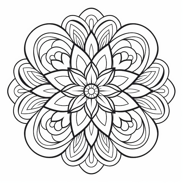Pagine da colorare ispirate alla natura Mandala Line Art pulito e semplice