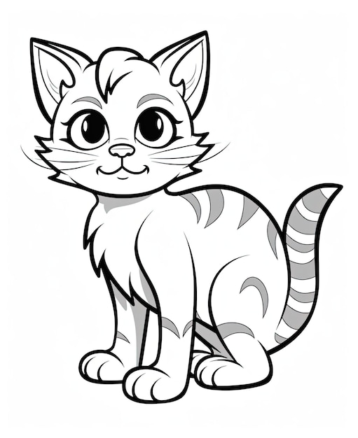 Pagine da colorare per bambini Gattini caricaturistici per gatti linee bianche e nere Libro di attività