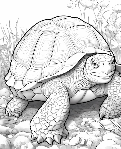 pagine da colorare per bambini tartaruga da compagnia stile cartone animato linee spesse