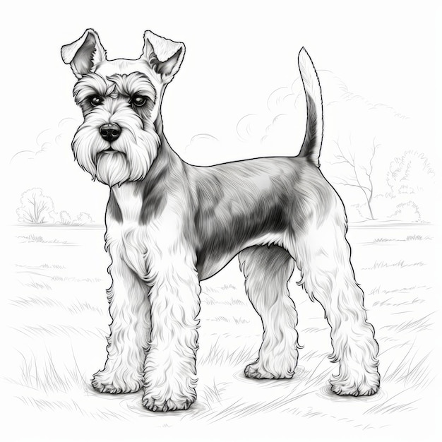 Pagine da colorare Schnauzer bianco e nero Accuratezza fotorealista per divertimento creativo