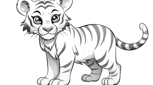 Pagine da colorare semplici per bambini tigre