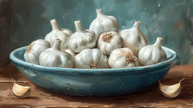 Pagine da parati illustrative per la torrefazione dell'aglio in ceramica
