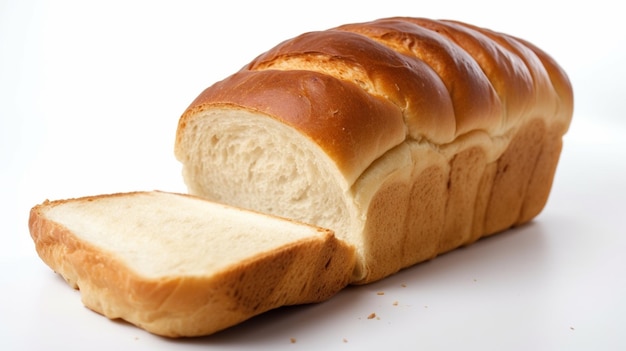 Pagnotta di pane appena sfornata su uno sfondo bianco Isolatedgenerative ai