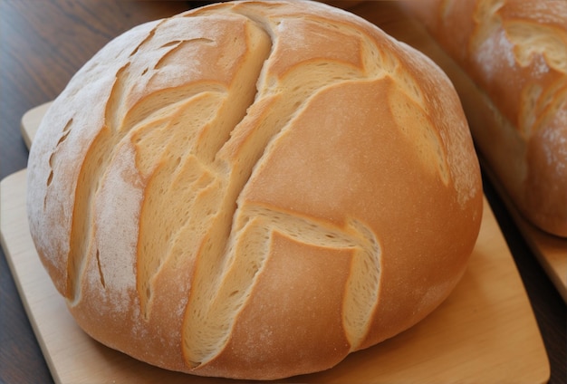 Pagnotta di pane del primo piano sulla tavola di legno