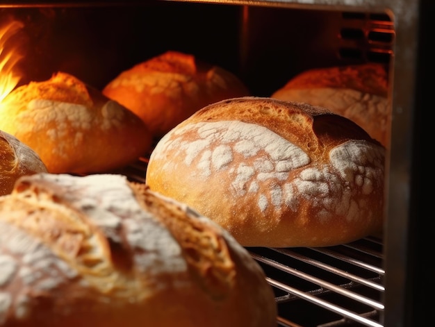 pagnotte di pane in un forno