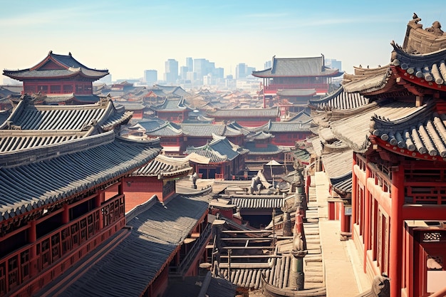 Pagode e case da tè di architettura tradizionale asiatica