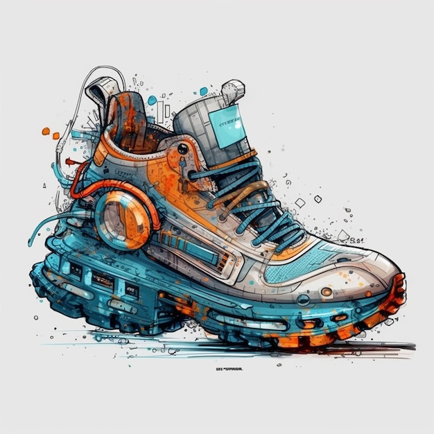 Paio Di Sneakers Con Un Senso Di Tecnologia Cyber