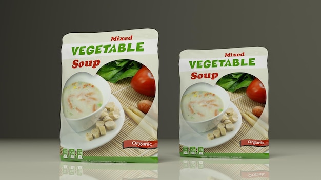 Paket sup sayuran ilustrasi 3d