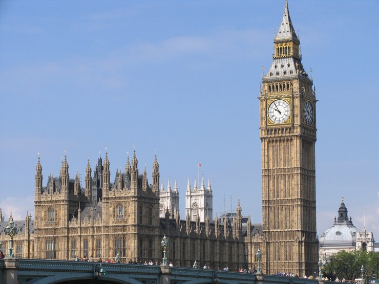 Palazzo di Westminster con il campanile chiamato Big Ben, in una giornata di sole.