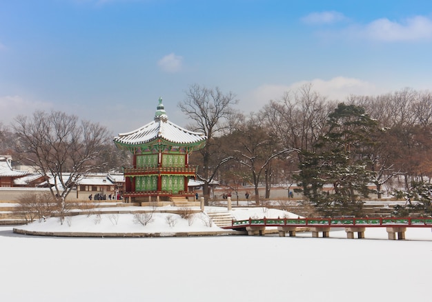 Palazzo Gyeongbokgung in inverno Seoul, Corea del Sud.