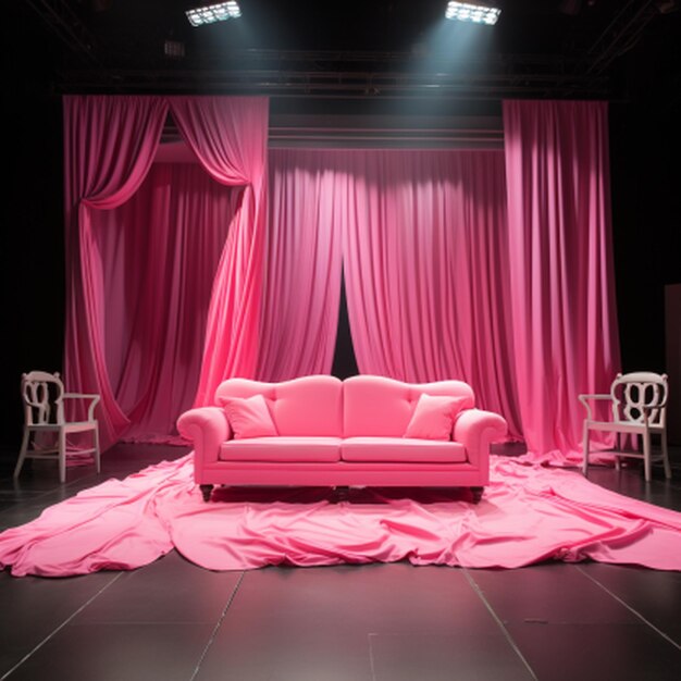 Palco con tende rosa