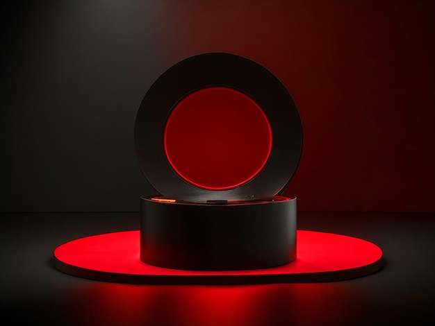 Palcoscenico 3D con sfondo rosso e nero Immagine 4K scarica gratuita