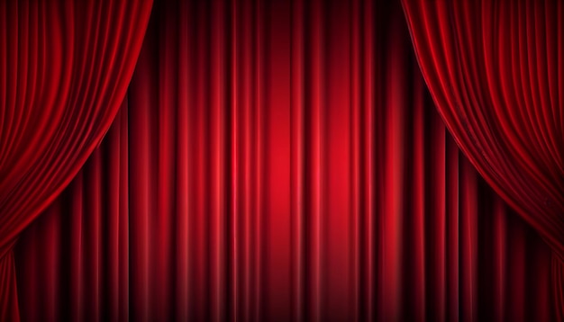 Palcoscenico vuoto con sipario rosso di seta reale per drappeggio di scena dell'opera teatrale