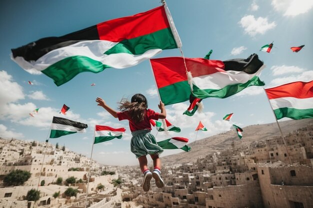 Palestina libera dove i bambini volano come bellissimi angeli sopra la loro terra e sono felici e la Palestina