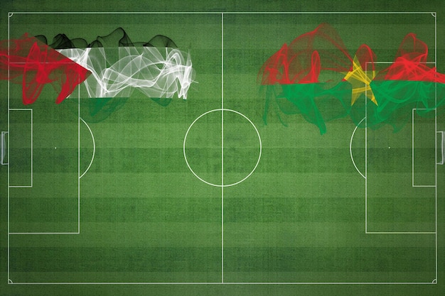 Palestina vs Burkina Faso Partita di calcio colori nazionali bandiere nazionali campo di calcio partita di calcio Concetto di concorrenza Copia spazio