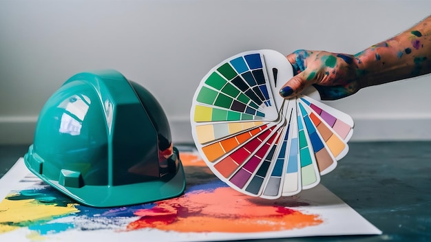 Palette di colori e cappello rigido