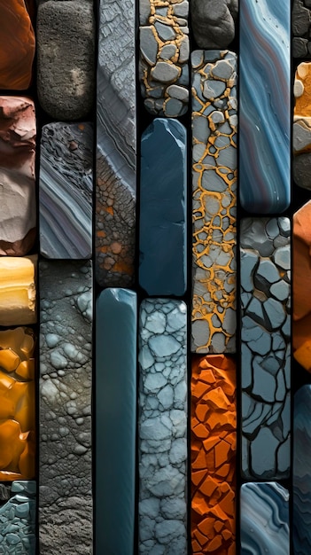Palette geologica Un rendering generativo dell'IA di pietre multicolori