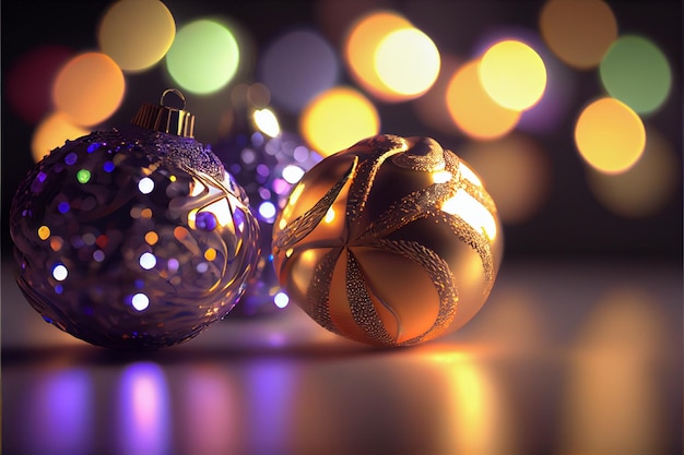 Palla buon natale 3d rendering sfondo bokeh