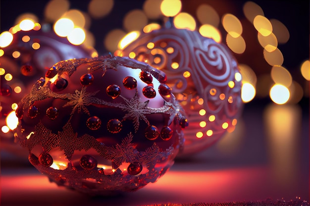 Palla buon natale 3d rendering sfondo bokeh