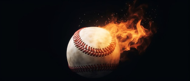 Palla da baseball in fiamme IA generativa