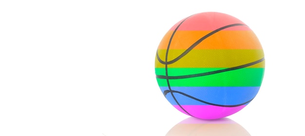 Palla da basket con colori lgbt isolati su bianco