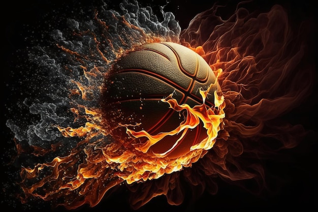 Palla da basket nel fuoco