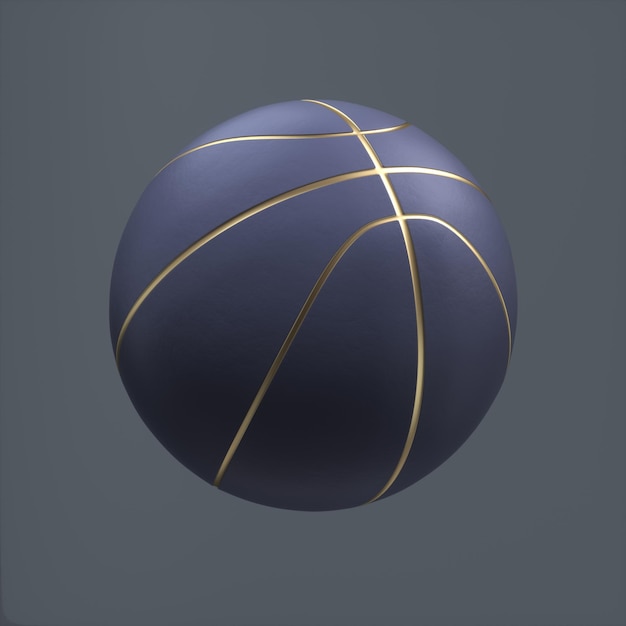 Palla da basket palla da sport 3D Rendering Mono Colore Grigio Sfondio Pura Palla da basket