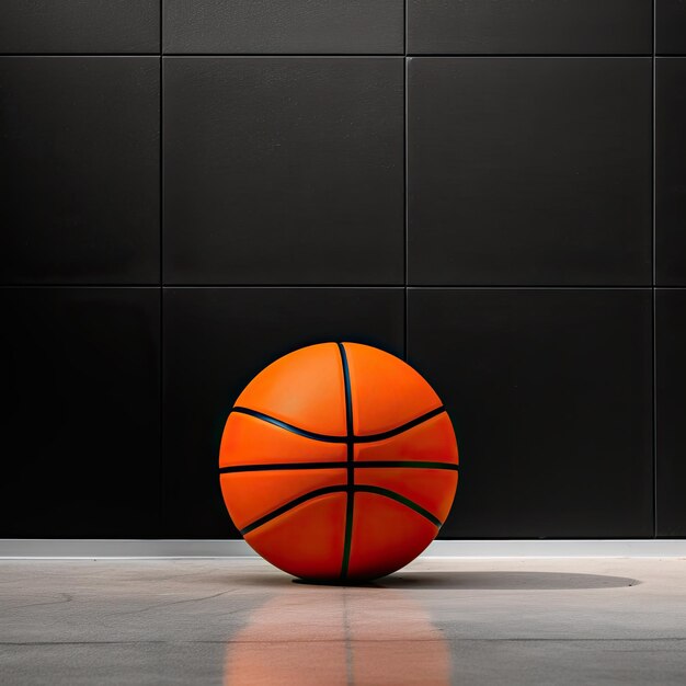 Palla da basket su uno sfondo scuro in primo piano per il testo