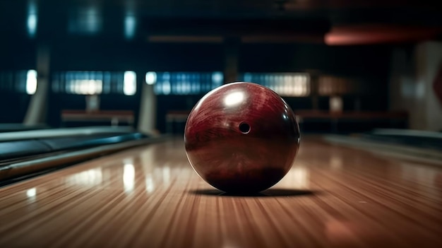 Palla da bowling sulla pista da bowling Ai generativa