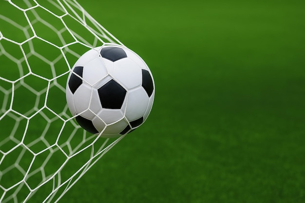Palla da calcio nella rete da gol