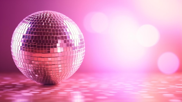 Palla da discoteca su uno sfondo rosa con ombre