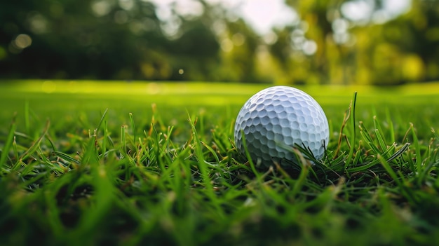 palla da golf annidata nell'erba verde Focus sulla precisione