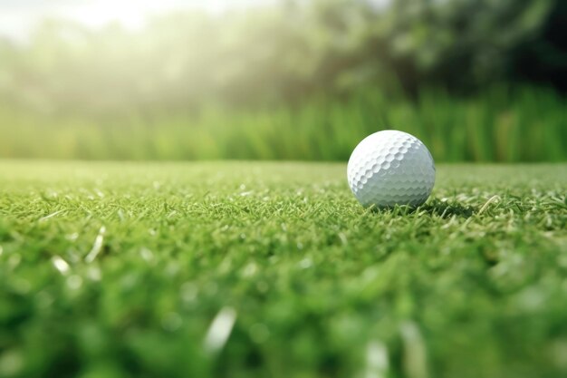 Palla da golf su un'erba verde