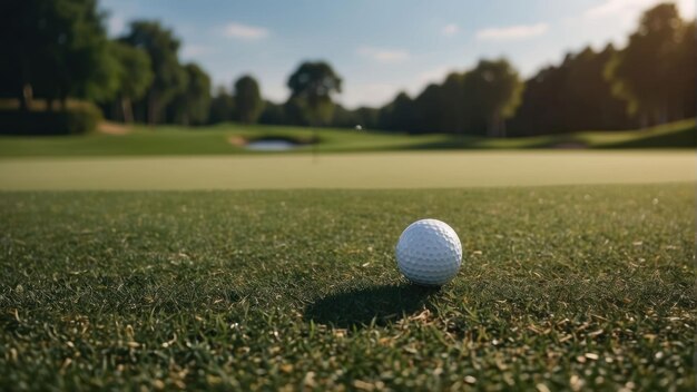 Palla da golf vicino alla buca sul putting green