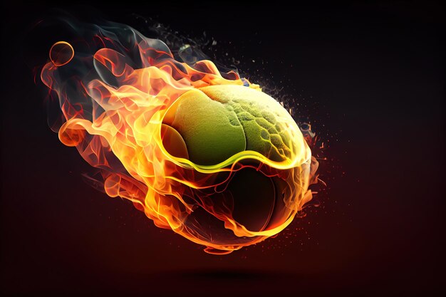 Palla da tennis in fiamme Generative Ai