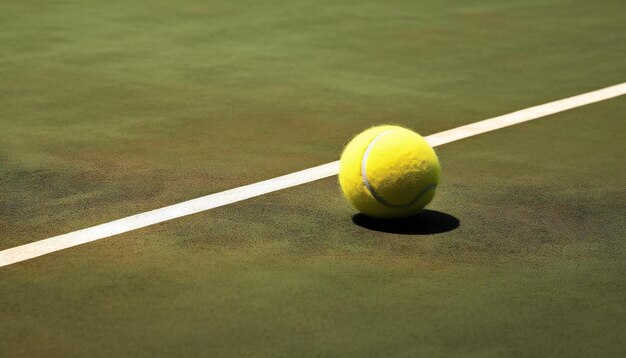 Palla da tennis sul campo da tennis