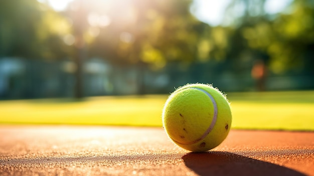 Palla da tennis sul campo da tennis