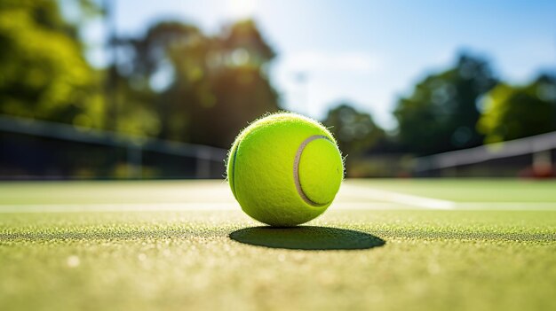 Palla da tennis sul campo da tennis