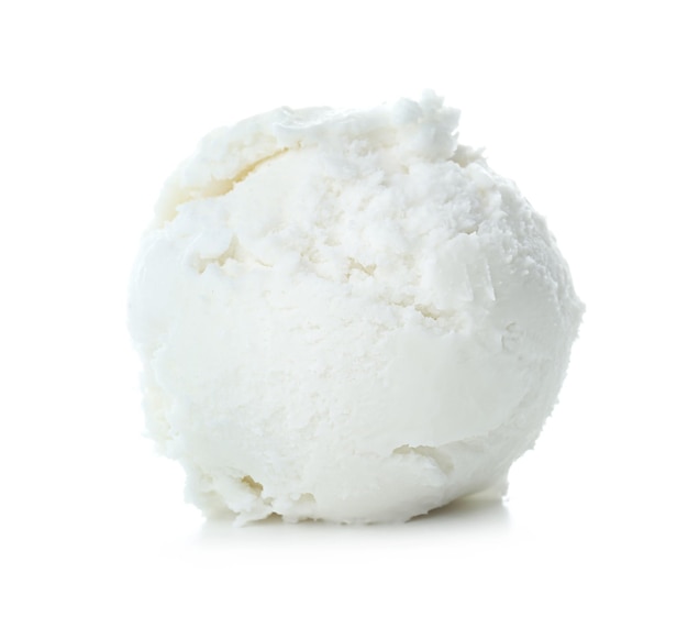 Palla di gelato su sfondo bianco