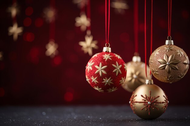 Palla di Natale decorata e ornata su sfondo sfocato di luci Illustrazione AI generativa